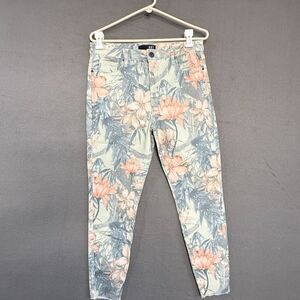 Kut from the Kloth High Rise Donna Ankle Skinny Jeans Rose Sage Floral Sz 10